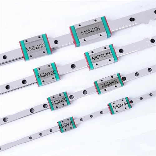 MGN-Führung, 2 Stück Linearführung + 4 Stück MGN-Gleitblöcke MGN7 MGN9 MGN12 MGN15, Länge 100–1000 mm, Miniatur-Linearschiene(MGN12H,450mm) von YYJOUPLM