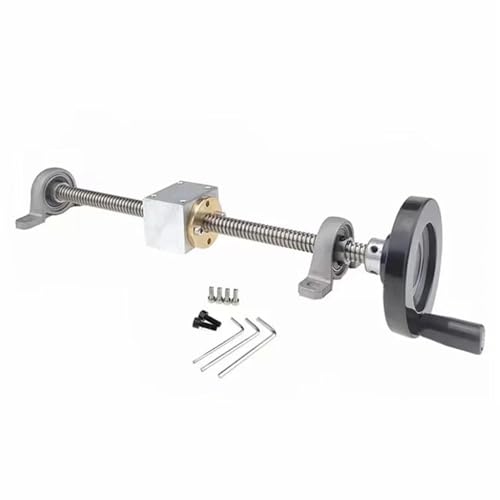 T12 Bleischraube 12mm Handrad Blei Führungsschiene Schraube 250 300 400 500mm + Vertikale Halterung DIY einfache Rutsche(Lead 2mm KFL Set,550mm) von YYJOUPLM