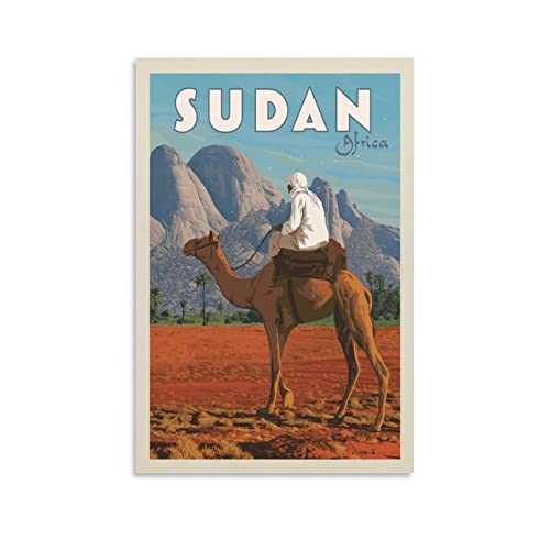 Retro-Poster mit Aufschrift "Travel To Sudan Africa City Reise To Sudan Africa City Retro-Poster auf Leinwand und Wandkunst, modernes Familien-Schlafzimmer, Deko-Poster 30 x 45 cm von YYKG