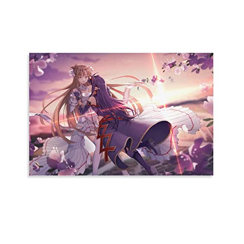 Sword Art Online Konno Yuuki und Asuna Anime-Poster, dekoratives Gemälde, Leinwand, Wandkunst, Wohnzimmer, Poster, Schlafzimmer, Gemälde, 30 x 45 cm von YYKG