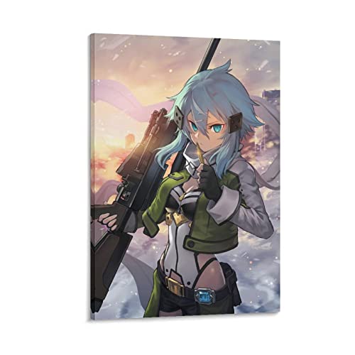 Sword Art Online Sinon Anime-Poster, Leinwand, Kunstdruck, Poster und Wandkunst, modernes Familienschlafzimmer-Dekor, Poster, 30 x 45 cm von YYKG