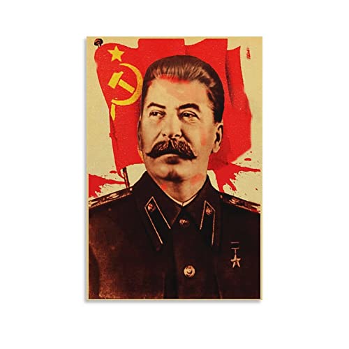 YYKG Stalin mit kommunistischer Flagge, Leinwand, Kunst, Poster, dekoratives Gemälde, Leinwand, Wandkunst, Wohnzimmer, Poster, Schlafzimmer, Gemälde, 40 x 60 cm von YYKG