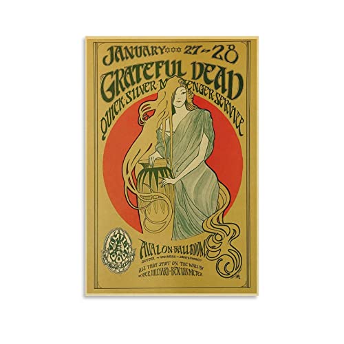 YYKG Vintage Grateful Deads Konzertposter Poster Dekorative Malerei Leinwand Wandkunst Wohnzimmer Poster Schlafzimmer Gemälde 60 x 90 cm von YYKG