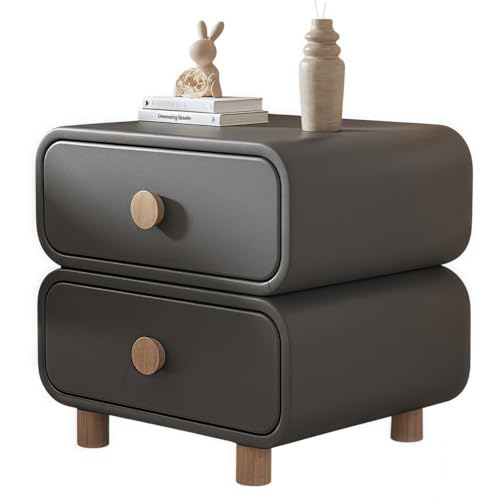 YYLMKMFC Mit Zwei Ablagemöglichkeiten, Nachttisch aus Holz, Kleiner Nachttisch, Nachttischmöbel for Schlafzimmer(Dark Gray) von YYLMKMFC