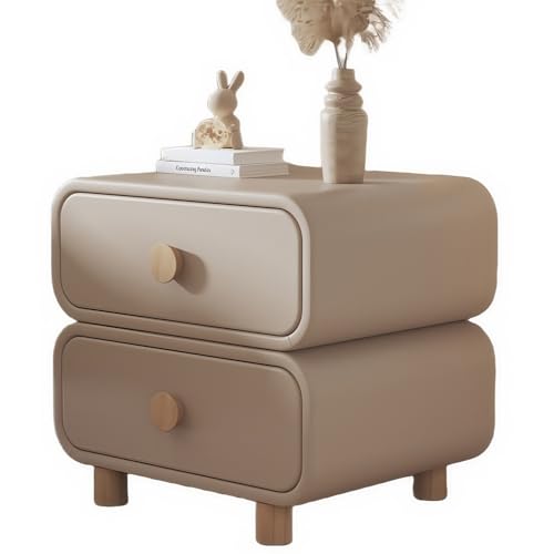 YYLMKMFC Mit Zwei Ablagemöglichkeiten, Nachttisch aus Holz, Kleiner Nachttisch, Nachttischmöbel for Schlafzimmer(Khaki) von YYLMKMFC