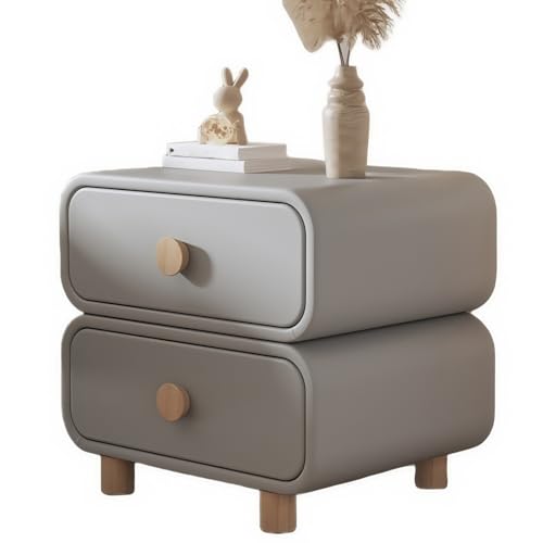 YYLMKMFC Mit Zwei Ablagemöglichkeiten, Nachttisch aus Holz, Kleiner Nachttisch, Nachttischmöbel for Schlafzimmer(Light Gray) von YYLMKMFC