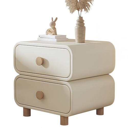 YYLMKMFC Mit Zwei Ablagemöglichkeiten, Nachttisch aus Holz, Kleiner Nachttisch, Nachttischmöbel for Schlafzimmer(White) von YYLMKMFC