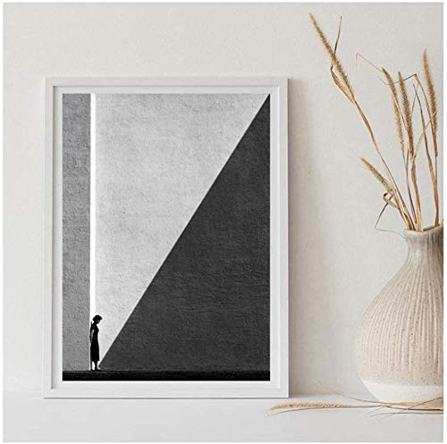 YYLPRQQ Abstraktes Plakat Schwarzweiss-Fan Ho Straßen-Leinwand-Malbilder Für Wohnzimmer-Moderne Wohnkultur-45X60Cm von YYLPRQQ