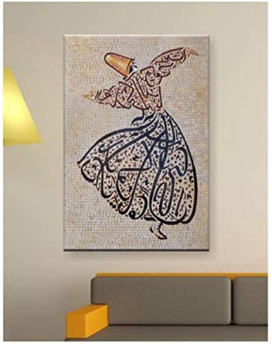 YYLPRQQ Islam Arabisch Muslim Malerei Islamisch Mevlana Rumi Sufismus Wirbelnder Derwisch Wandkunst Druck Auf Leinwand Bilder Dekorativ -50X75Cm von YYLPRQQ