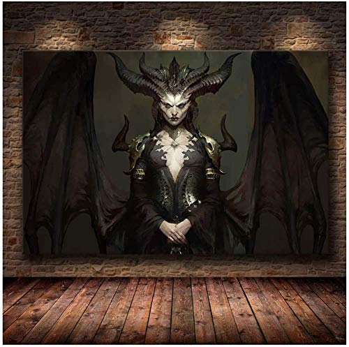 YYLPRQQ Spiel Poster Diablo Iv Lilith Schlafsaal Wohnkultur Malerei Schlafzimmer Wandaufkleber Leinwand Poster Gemälde-40X60Cm von YYLPRQQ