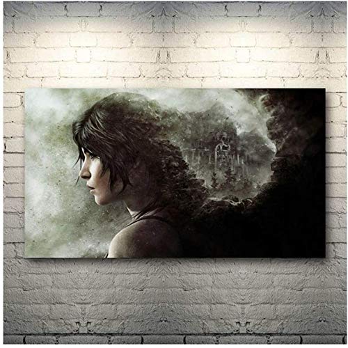 YYLPRQQ Tomb Raider Lara Croft Spiel Kunst Leinwand Malerei Poster Druck Für Wohnzimmer Wanddekoration Druck Auf Leinwand-60X90Cm Kein Rahmen von YYLPRQQ