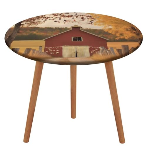 YYLPWL Runde Tischdecke mit elastischem Rand Herbst Country Scheune wasserdichte Tischdecke abwischbare Tischdecken für Küche Esszimmer Picknick Tischdecke Abdeckung für Camping Outdoor von YYLPWL