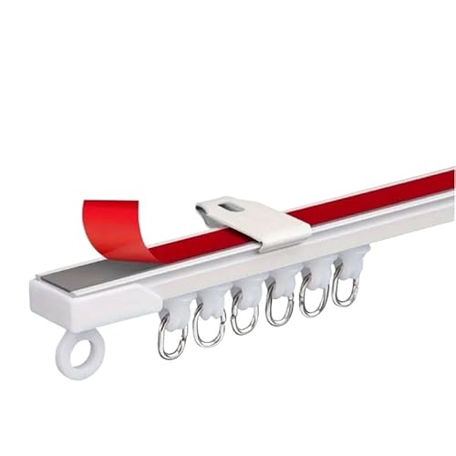 Gardinenschiene 1PC Selbstklebende oder perforierte Vorhangschiene mit doppeltem Verwendungszweck, Decken- oder Wandmontage, Deckenvorhangschiene for Vorhänge und Kabinen Vorhangschiene(Ceiling instal von YYLUOYANG