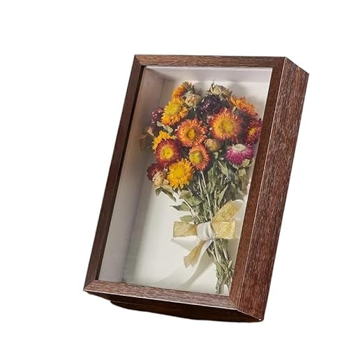 YYLUOYANG Bilderrahmen 1-3 STÜCKE Familie Dekorative Malerei Handgemachte Diy Getrocknete Blume Rahmen Würfel Hohl Foto Handwerk Geschenke Hause Dekoration(Brown-10inch,1PCS) von YYLUOYANG