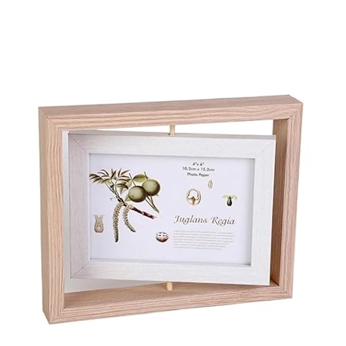 YYLUOYANG Bilderrahmen Kreativer doppelseitiger rotierender Bilderrahmen, Desktop-Display(Wood color,6 inch) von YYLUOYANG