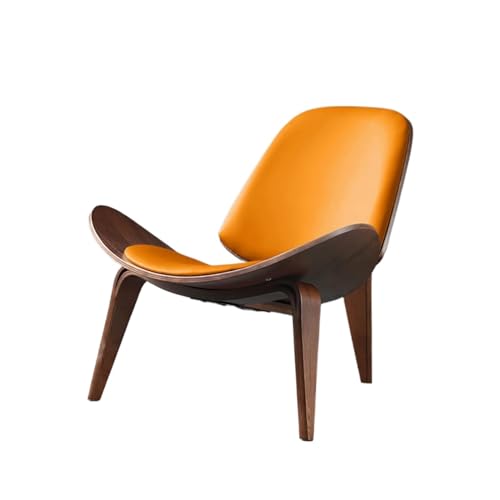 YYNLIN Lazy Wohnzimmerstühle Lounge Luxus Designer Holz Salon Wohnzimmerstühle Moderne Shell Relax Home Möbel(Color:Walnut orange) von YYNLIN