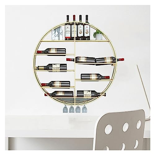 YYNLJY An der Wand montiertes rundes Weinregal, Weinglas-Becherhalter, mit hängenden Kelchglas-Stielglasregalen, Metall-Eisen-Lagerregal, Keller-Küchentheke, schwebende Lagerregale, für die Barküche von YYNLJY