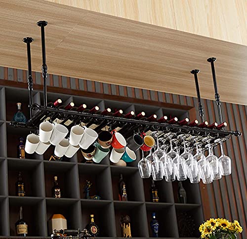 YYNLJY Hängende europäische Weinflaschenregal-Dekoration, Weinregal, Weinglasregal, umgedrehte Hausbar, kreatives Kelchregal, schwarz, 80 cm von YYNLJY