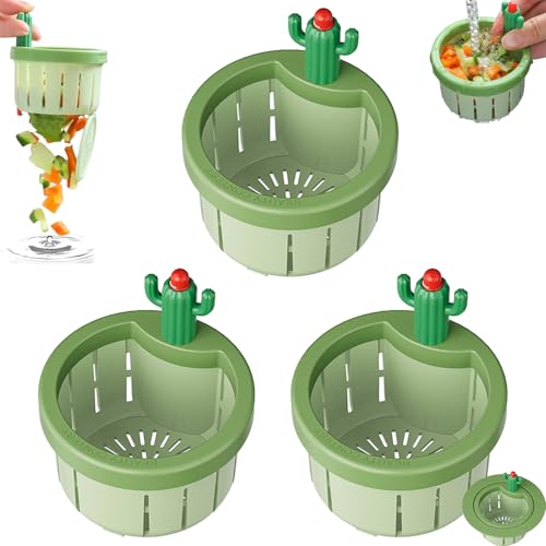 YYOUTOU 3pcs Cactus Abflusssieb Kitchen Sink Drain Strainer Mit Press Automatic Dumping Basket,Kaktus-Abflusssieb FÜR KÜChenspÜLe,Cactus Sink Filter Basket von YYOUTOU
