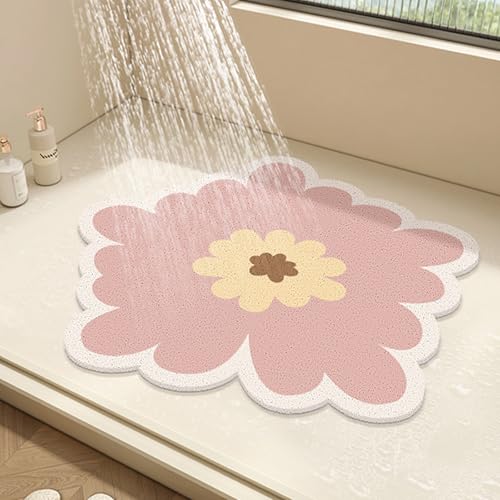 YYQSW Runde Duschmatte, Blumen-Badematte, PVC-Badezimmer-Bodenmatte Für Die Innendusche, rutschfeste Badematte, Anti-Schimmel-Duschmatte, Schnell Trocknend, Schmutzabweisend,50 x 50 cm,C YYQSW Runde Duschmatte, Blumen-Badematte, PVC-Badezimmer-Bodenmatte Für Die Innendusche, rutschfeste Badematte, Anti-Schimmel-Duschmatte, Schnell Trocknend, Schmutzabweisend,50 x 50 cm,C von YYQSW