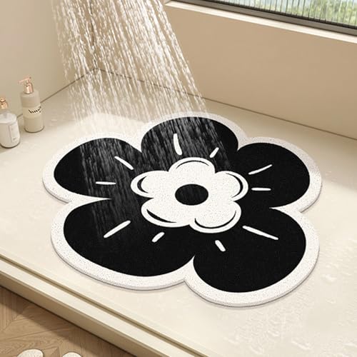 YYQSW Runde Duschmatte, Blumen-Badematte, PVC-Badezimmer-Bodenmatte Für Die Innendusche, rutschfeste Badematte, Anti-Schimmel-Duschmatte, Schnell Trocknend, Schmutzabweisend,50 x 50 cm,L YYQSW Runde Duschmatte, Blumen-Badematte, PVC-Badezimmer-Bodenmatte Für Die Innendusche, rutschfeste Badematte, Anti-Schimmel-Duschmatte, Schnell Trocknend, Schmutzabweisend,50 x 50 cm,L von YYQSW