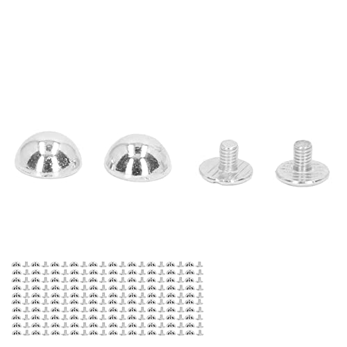 Pilz-Nietbolzen, Galvanik-Hartlegierung, dekoratives Ledernieten-Set, Pilzform, Heimwerkerhandwerk, 8 mm, 100 Sets für Haustierhalsbänder(Silber) von YYQTGG