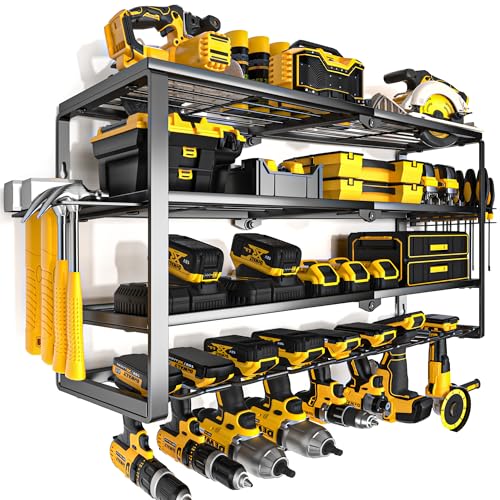 YYR 4-lagiger Elektrowerkzeug-Organizer, Wandhalterung, Akku-Bohrer-Aufhänger, Aufbewahrungsregal, Batterie-Werkzeughalter mit Ladestation, Regal für Garage, Werkstatt, Stecktafel, Schuppen – 81,3 cm, YYR 4-lagiger Elektrowerkzeug-Organizer, Wandhalterung, Akku-Bohrer-Aufhänger, Aufbewahrungsregal, Batterie-Werkzeughalter mit Ladestation, Regal für Garage, Werkstatt, Stecktafel, Schuppen – 81,3 cm, von YYR