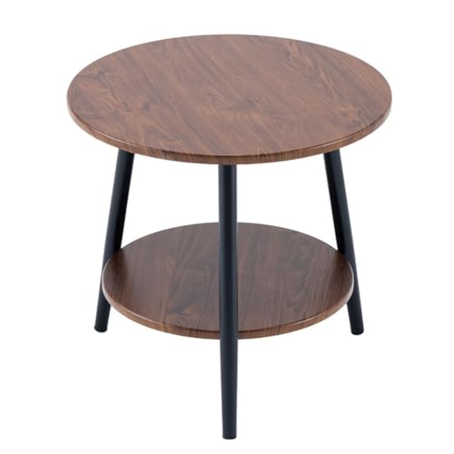 Doppelschichtiger Kleiner Runder Tisch, Leichter Luxus-Couchtisch Im Retro-Stil, Mit Rutschfestem Fußpolster, Wasserdicht Und Verschleißfest, Geeignet For Wohnzimmer, Balkon Und Schlafzimmer(50CM) von YYRHD-CZ