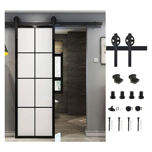 Schiebetürschiene, Hochleistungs-Scheunenschrank-Spleiss-Hängeschiene For Leises Und Sanftes Gleiten, Kohlenstoffstahl, For Einzeltür(3.66m) von YYRHD-CZ