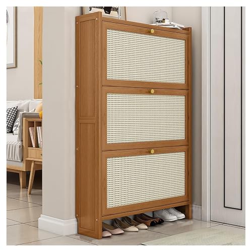 YYRHD-CZ Freistehendes Dreischichtiges Schuhregal Aus Holz Mit Versteckten Lagertüren, Schuhschrank Mit Großer Kapazität, Geeignet for Eingänge Und Flure(Brown~3tier,50cm) von YYRHD-CZ