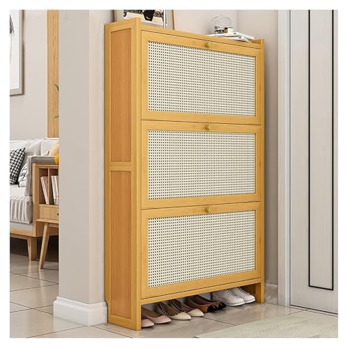 YYRHD-CZ Freistehendes Dreischichtiges Schuhregal Aus Holz Mit Versteckten Lagertüren, Schuhschrank Mit Großer Kapazität, Geeignet for Eingänge Und Flure(Wood~3tier,50cm) von YYRHD-CZ