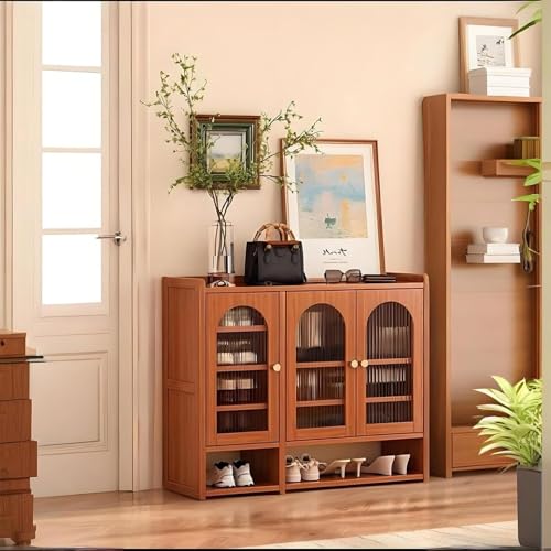 YYRHD-CZ Moderner Schuhschrank Aus Bambus Mit Sichttür, Schuhregal Mit Großer Kapazität, Geeignet for Eingangsbereich, Schlafzimmer Und Badezimmer, Platzsparender Aufbewahrungsschrank(97 * 33 * 90CM) von YYRHD-CZ