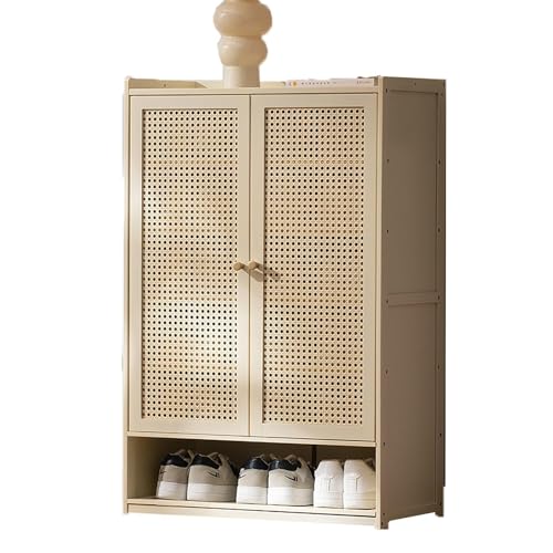 YYRHD-CZ Rattan-Schuhschrank, 8-lagiges Schuhregal Aus Holz Mit Großer Kapazität, Eingangsschrank, Geeignet for Schmale Flure, Wohnzimmer, Schlafzimmer(Beige,A60x32x93cm(7F)) von YYRHD-CZ