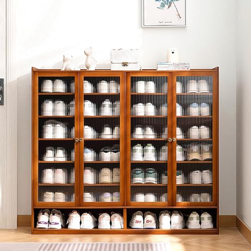 YYRHD-CZ Rattan-Schuhschrank, 8-lagiges Schuhregal Aus Holz Mit Großer Kapazität, Eingangsschrank, Geeignet for Schmale Flure, Wohnzimmer, Schlafzimmer(Brown,B120x32x107cm(8F)) von YYRHD-CZ