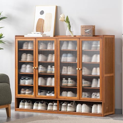 YYRHD-CZ Rattan-Schuhschrank, 8-lagiges Schuhregal Aus Holz Mit Großer Kapazität, Eingangsschrank, Geeignet for Schmale Flure, Wohnzimmer, Schlafzimmer(Brown,B120x32x93cm(7F)) von YYRHD-CZ