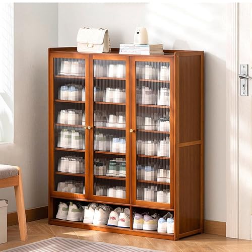 YYRHD-CZ Rattan-Schuhschrank, 8-lagiges Schuhregal Aus Holz Mit Großer Kapazität, Eingangsschrank, Geeignet for Schmale Flure, Wohnzimmer, Schlafzimmer(Brown,B90x32x107cm(8F)) von YYRHD-CZ