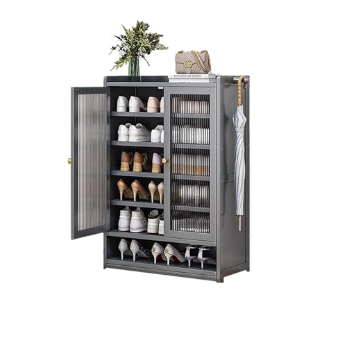 YYRHD-CZ Rattan-Schuhschrank, 8-lagiges Schuhregal Aus Holz Mit Großer Kapazität, Eingangsschrank, Geeignet for Schmale Flure, Wohnzimmer, Schlafzimmer(Grey,B60x32x93cm(7F)) von YYRHD-CZ