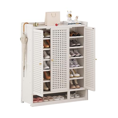 YYRHD-CZ Rattan-Schuhschrank, 8-lagiges Schuhregal Aus Holz Mit Großer Kapazität, Eingangsschrank, Geeignet for Schmale Flure, Wohnzimmer, Schlafzimmer(White,A90x32x107cm(8F)) von YYRHD-CZ