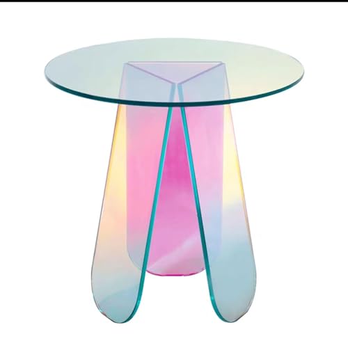 YYRHD-CZ Runder Couchtisch Aus Farbigem Glas, Transparenter Sofa-Beistelltisch Aus Acryl, Kompakt Und Leicht, Geeignet for Wohnzimmer Und Esszimmer(45 * 47CM) von YYRHD-CZ