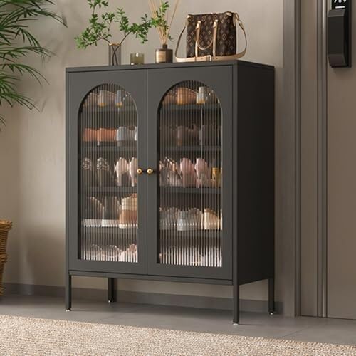 YYRHD-CZ Schuhschrank, Schuhregal Mit Großer Kapazität, Lagerschrank Mit Herausnehmbaren Regalen, Geeignet for Wohnzimmer, Eingang(Black,102x80cm/40.2x31.5in) von YYRHD-CZ