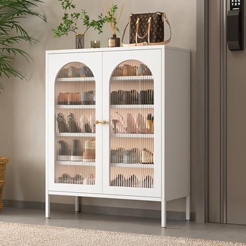 YYRHD-CZ Schuhschrank, Schuhregal Mit Großer Kapazität, Lagerschrank Mit Herausnehmbaren Regalen, Geeignet for Wohnzimmer, Eingang(White,102x100cm/40.2x39.4in) von YYRHD-CZ