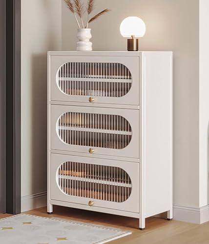 YYRHD-CZ Schuhschrank Mit 3 Schubladen, Schuhschrank-Aufbewahrungsregal Aus Kohlenstoffstahl, Mit Herausnehmbarem Regaleingang, Antidumping-Design, Geeignet for Veranda, Eingangstür(A,80x35x107.5) von YYRHD-CZ