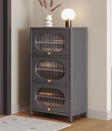 YYRHD-CZ Schuhschrank Mit 3 Schubladen, Schuhschrank-Aufbewahrungsregal Aus Kohlenstoffstahl, Mit Herausnehmbarem Regaleingang, Antidumping-Design, Geeignet for Veranda, Eingangstür(B,60x35x107.5) von YYRHD-CZ