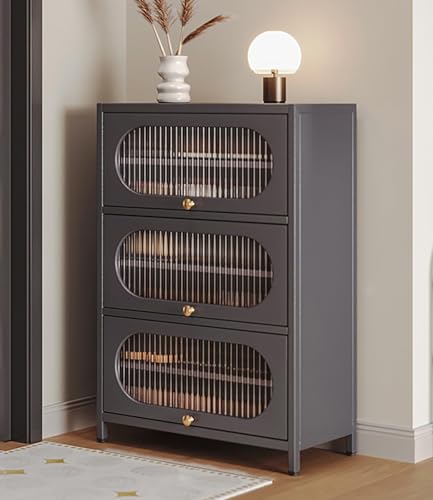 YYRHD-CZ Schuhschrank Mit 3 Schubladen, Schuhschrank-Aufbewahrungsregal Aus Kohlenstoffstahl, Mit Herausnehmbarem Regaleingang, Antidumping-Design, Geeignet for Veranda, Eingangstür(B,80x35x107.5) von YYRHD-CZ