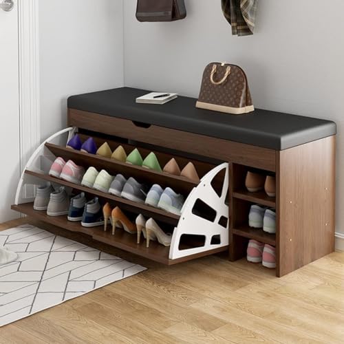 YYRHD-CZ Versteckter Schuhschrank, Schuhaufbewahrung Organizer Einheit Rack Mit Ledersitz, Moderne Eingangsbereich Dekor Möbel, 100x30x51 cm(A) von YYRHD-CZ