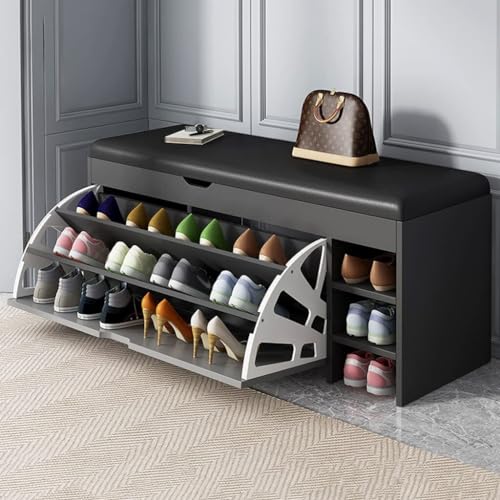 YYRHD-CZ Versteckter Schuhschrank, Schuhaufbewahrung Organizer Einheit Rack Mit Ledersitz, Moderne Eingangsbereich Dekor Möbel, 100x30x51 cm(B) von YYRHD-CZ