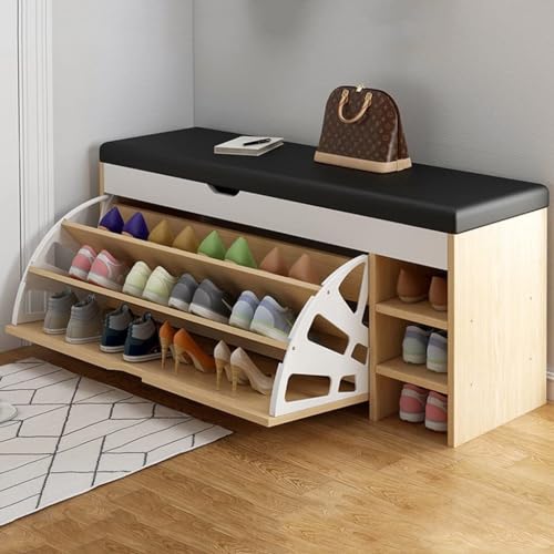 YYRHD-CZ Versteckter Schuhschrank, Schuhaufbewahrung Organizer Einheit Rack Mit Ledersitz, Moderne Eingangsbereich Dekor Möbel, 100x30x51 cm(C) von YYRHD-CZ