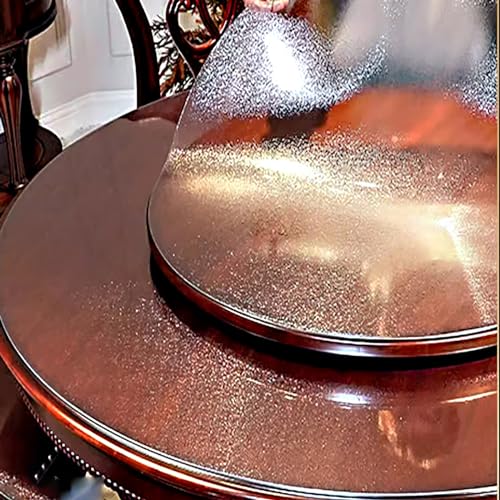 Runden Transparent Tischschutz Tischdecke Schreibtischunterlage Transparent 1.2 mm Dick Tischdecken für Büro und Zuhause Wasserdicht Kein Schrumpfen Geruchlos (90CM,frosted) von YYSHLTRRE
