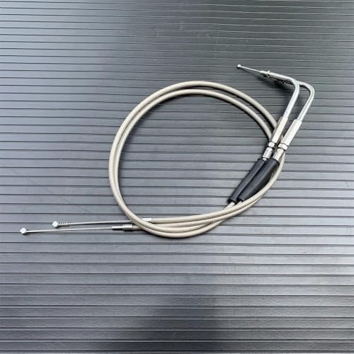 Für Har&ley Sportster Eisen XL 883 1200 Dyna Softail Fat Boy Heritage Road King Motorrad Gaszug Montage Gaszugsteuerung Kabel(Silber,130CM) von YYSMO