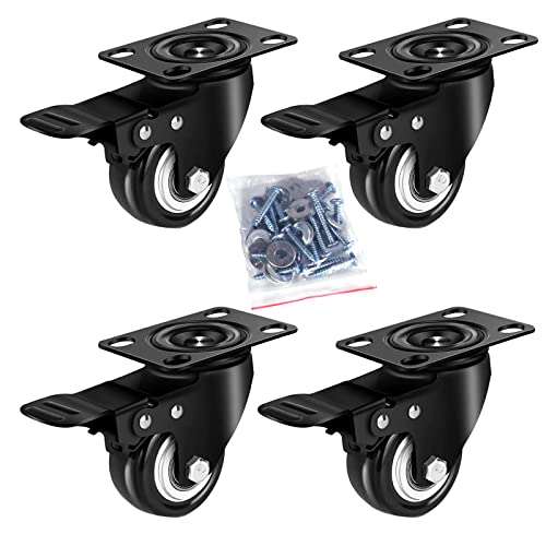 4 Stück Schwerlastrollen 50mm Mit Bremse Für Innen und Außen Bis 200kg Lenkrollen Transportrollen Möbelrollen 2 Zoll 360 Grad Rundum Drehbar Schwarz 4 Stück Schwerlastrollen 50mm Mit Bremse Für Innen und Außen Bis 200kg Lenkrollen Transportrollen Möbelrollen 2 Zoll 360 Grad Rundum Drehbar Schwarz von YYST